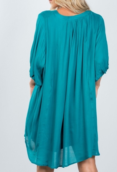⬇️ SYMPHONY TEAL TUNIC DRESS - Picture 2 of 2
